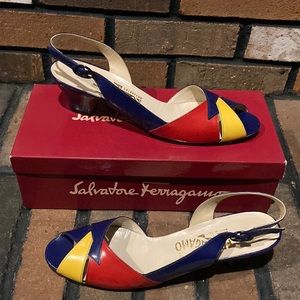 Salvatore Ferragamo Vintage Multicolor Heel Size 10 (AAAA/ 4A) Narrow With Box